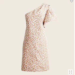 One-shoulder ruffle dress in Italian ikat leopard